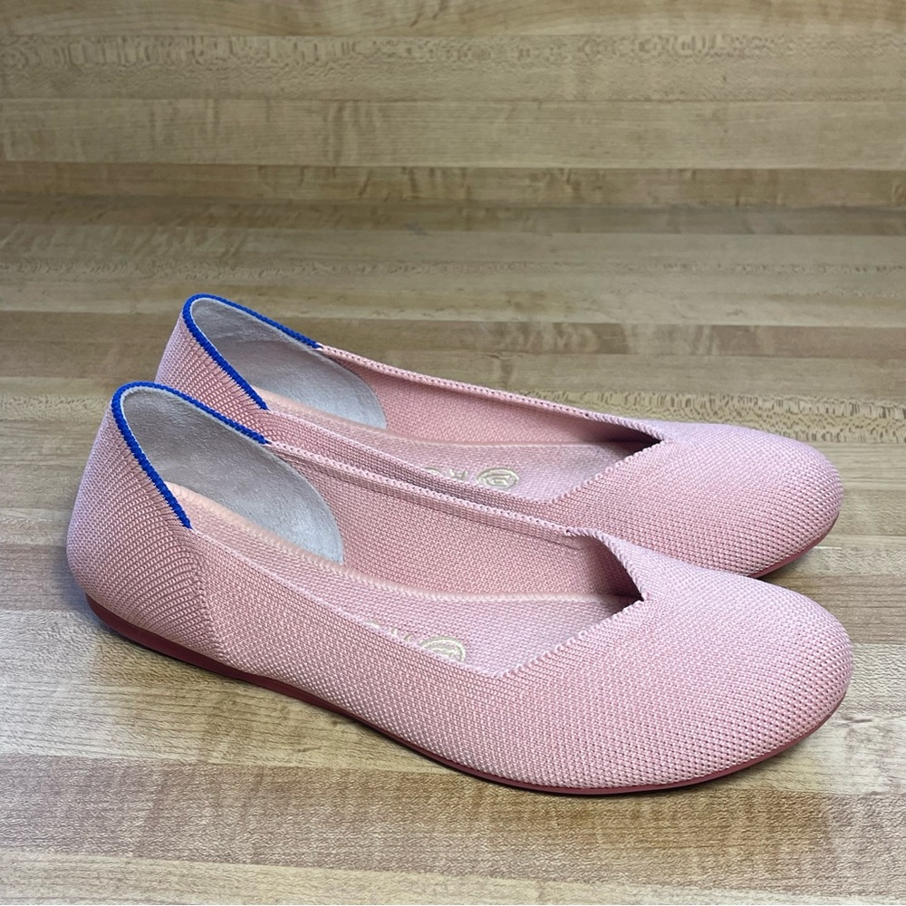 Rothy's Coral size 6.5 Pink Knit Ballet Round Toe Birdseye Flats Women's Shoes